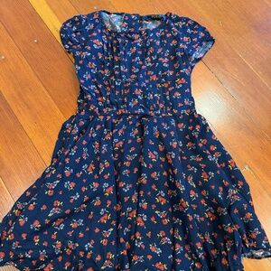 Ralph Lauren Girls Blue Flower Dress Size 5 Like New